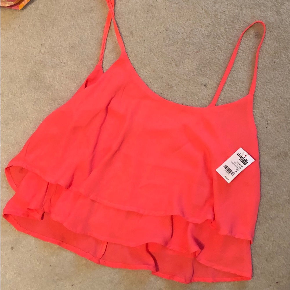 Charlotte Russe hot pink cropped shirt